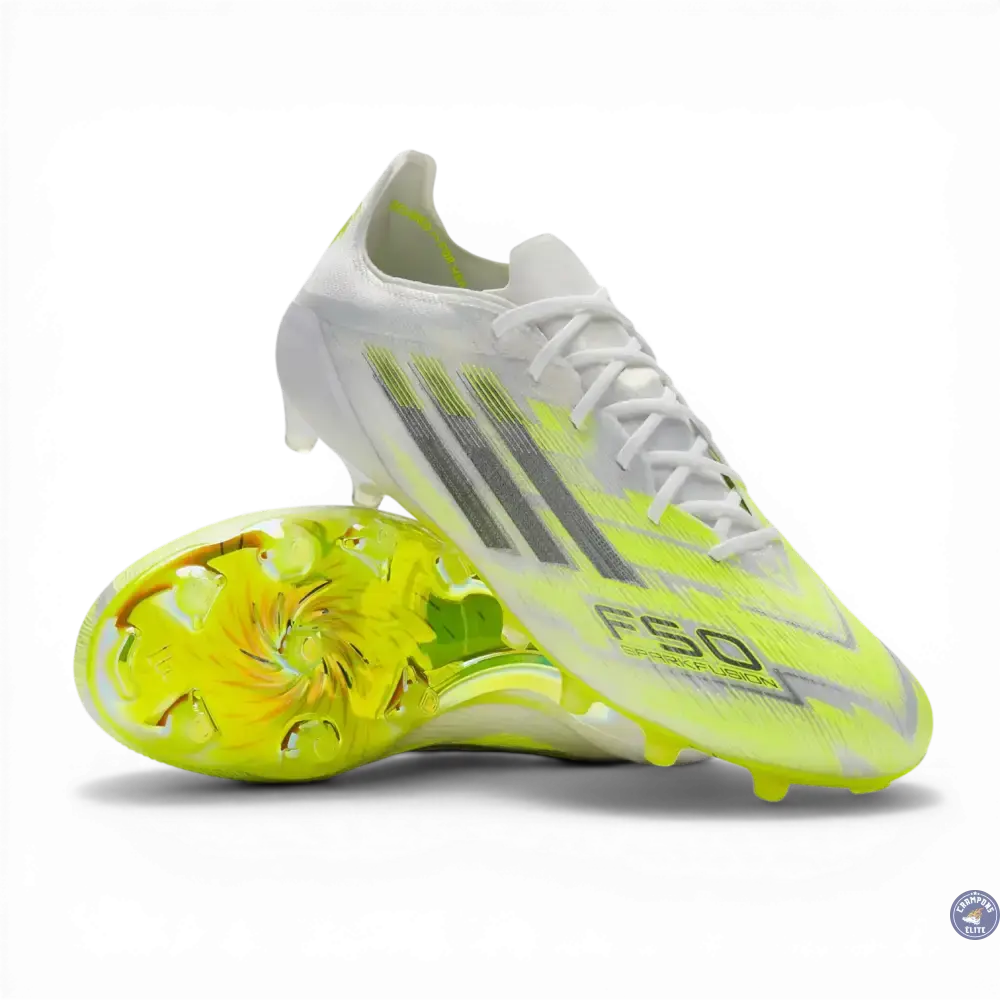 Adidas F50 Sparkfusion Low Cut Lacets FG - Blanc/Jaune Fluo