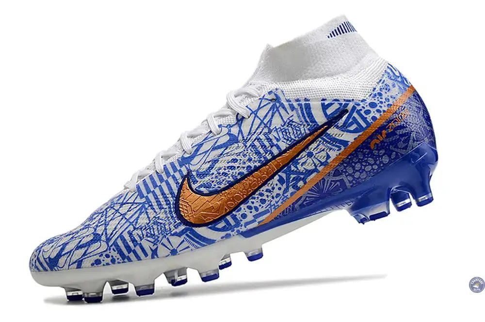 Air Zoom Mercurial Superfly 9 AG CR7 Personal Edition - Blanc/Cuivré/Bleu
