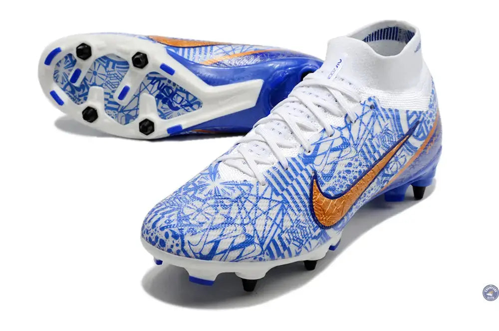 Air Zoom Mercurial Superfly 9 SG-PRO CR7 Personal Edition - Blanc/Cuivré/Bleu
