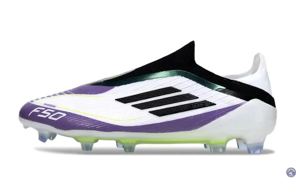 F50 Elite Laceless FG - Blanc/Violet/Vert