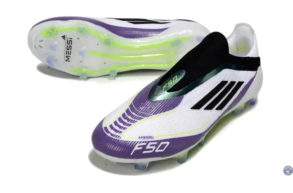 F50 Elite Laceless FG - Blanc/Violet/Vert