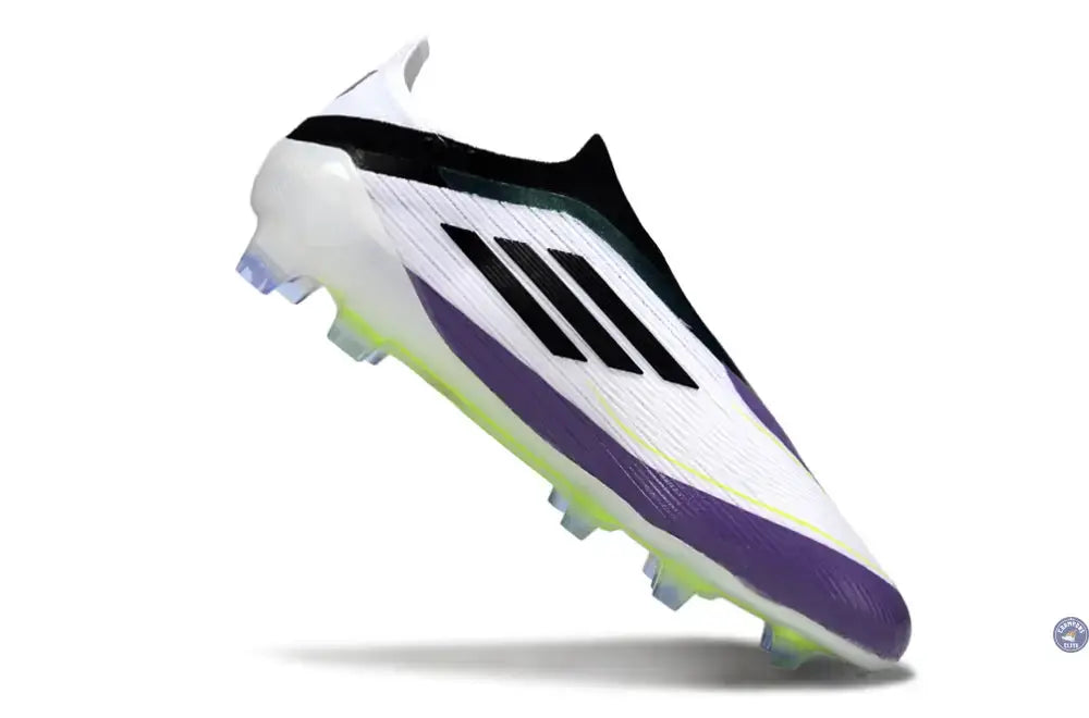F50 Elite Laceless FG - Blanc/Violet/Vert
