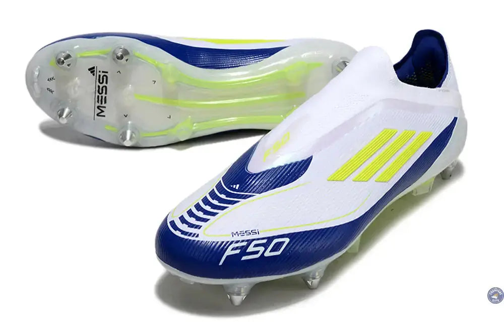 F50 Elite Laceless SG - Blanc/Bleu/Jaune Fluo