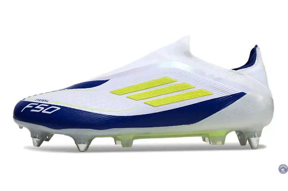 F50 Elite Laceless SG - Blanc/Bleu/Jaune Fluo