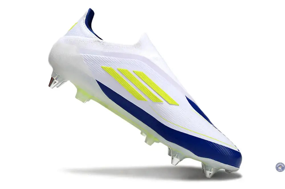 F50 Elite Laceless SG - Blanc/Bleu/Jaune Fluo