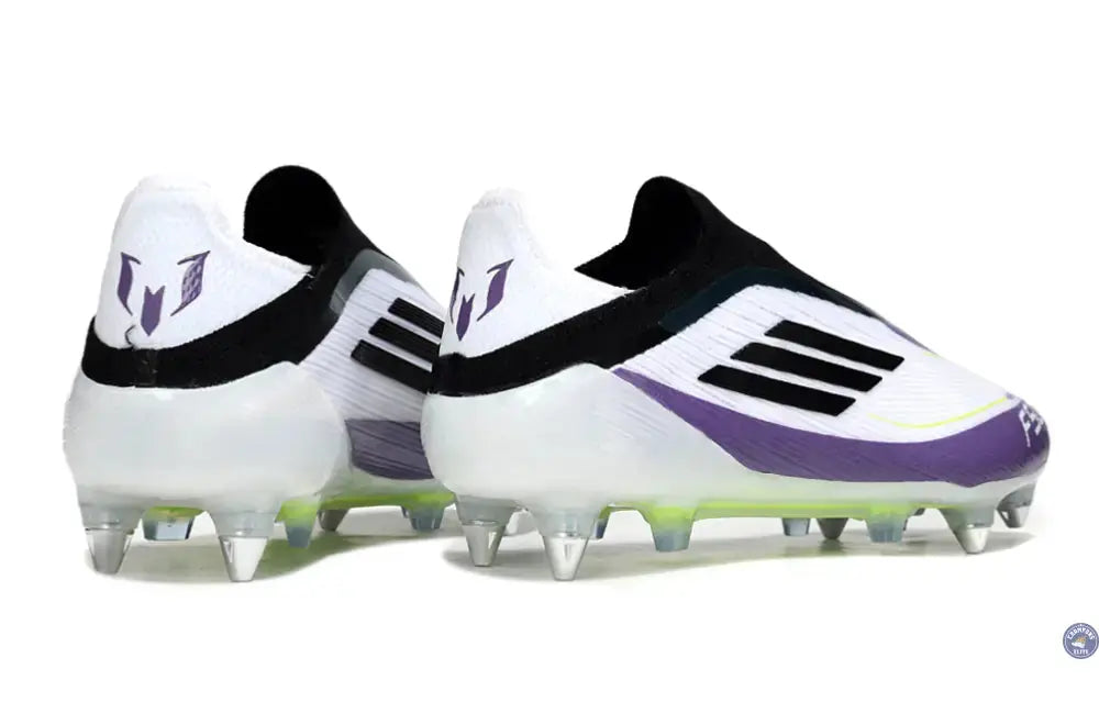F50 Elite Laceless SG - Blanc/Noir/Violet/Jaune Fluo