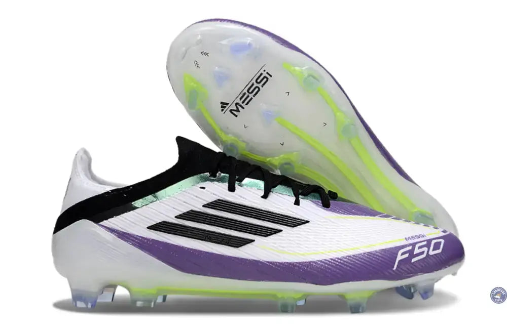 F50 Elite Lacets FG - Blanc/Violet/Noir/Jaune Fluo