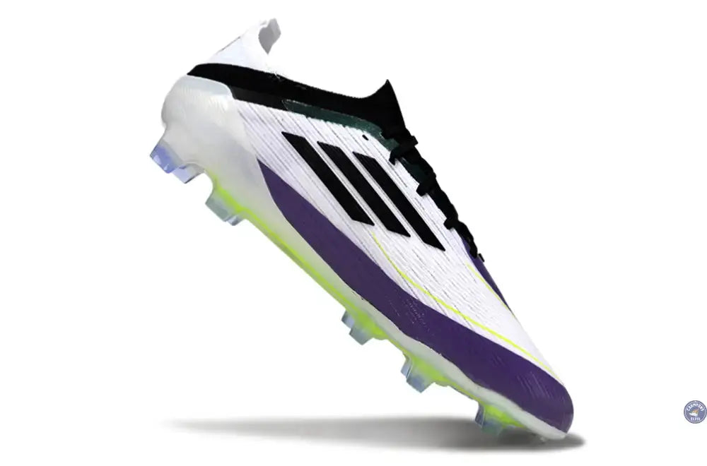 F50 Elite Lacets FG - Blanc/Violet/Noir/Jaune Fluo