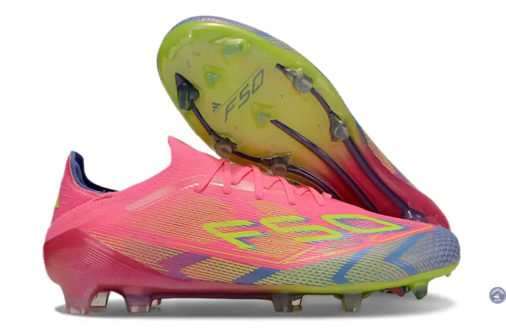 F50 Elite Lacets FG Mystic Victory - Rose/Vert/Blue Fusion