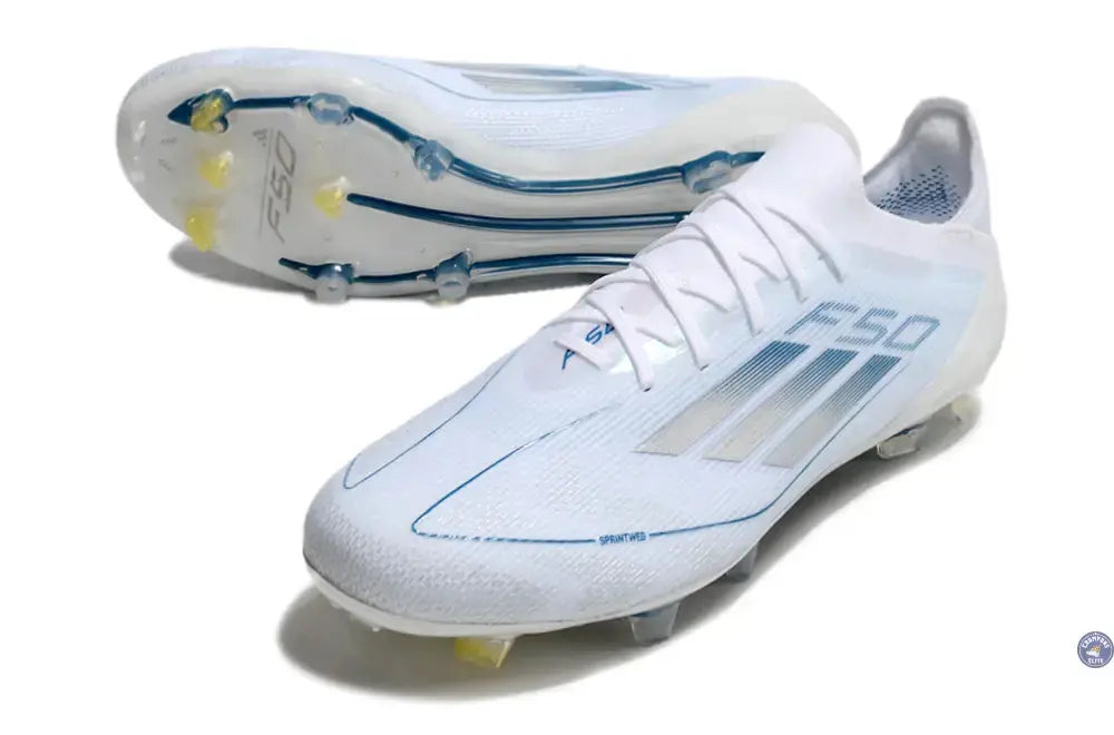 F50 Elite Lacets FG Polar Victory - Blanc/Argenté/Bleu