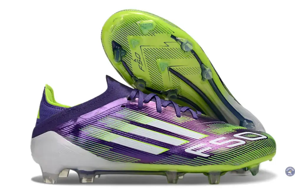 F50 Elite Lacets FG - Violet/Vert Fluo/Gris