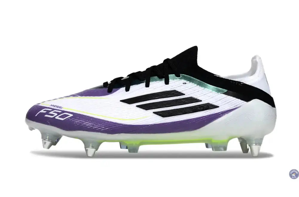 F50 Elite Lacets SG - Blanc/Violet/Jaune Fluo/Noir