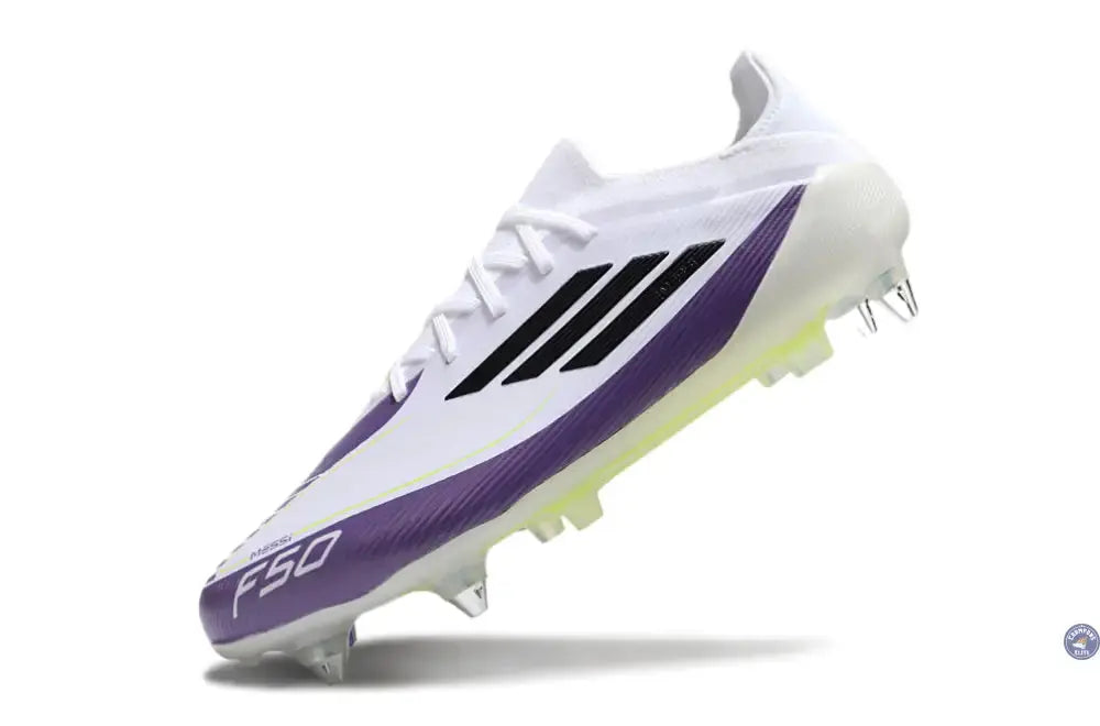 F50 Elite SG Soft Ground - Blanc/Noir/Violet