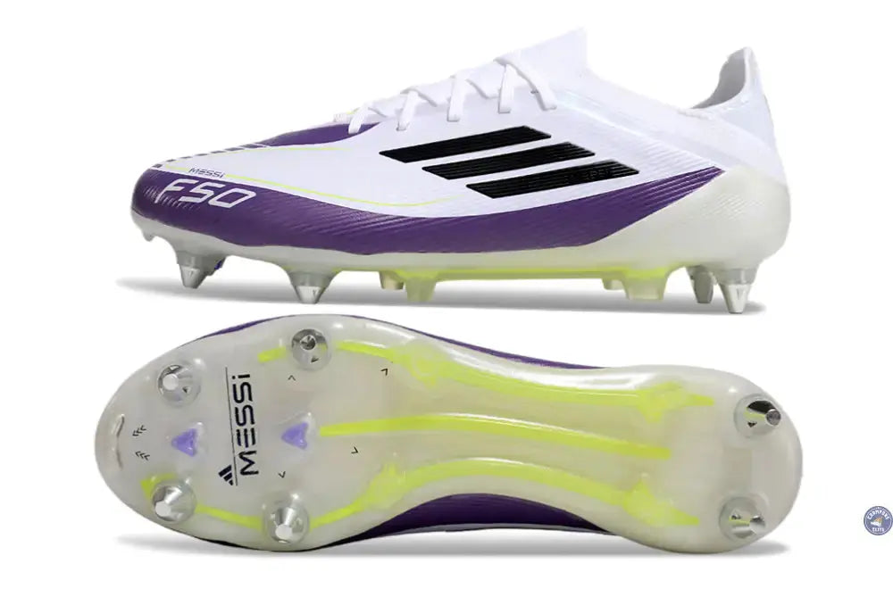 F50 Elite SG Soft Ground - Blanc/Noir/Violet