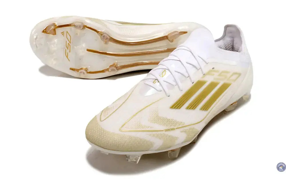 F50 Elitee Lacets FG - Blanc/Doré