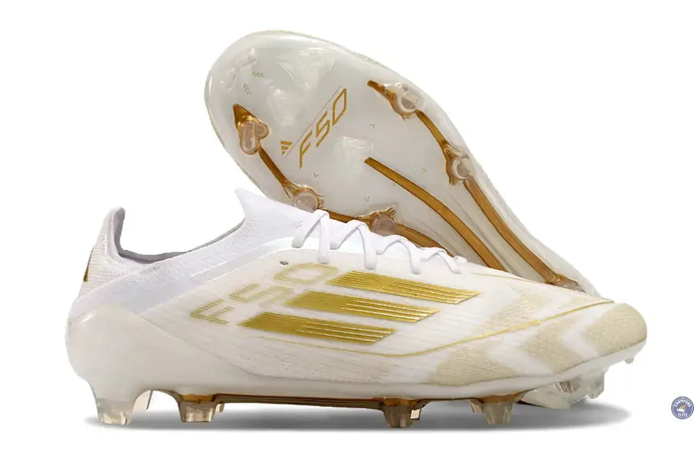 F50 Elitee Lacets FG - Blanc/Doré