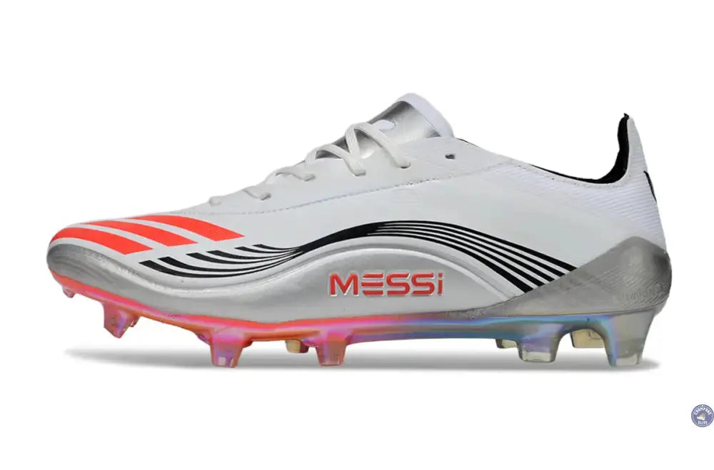 F50 MESSI ELITE Languette FG PRESTIG10 - BLANC/LUCID RED/ARGENTÉ