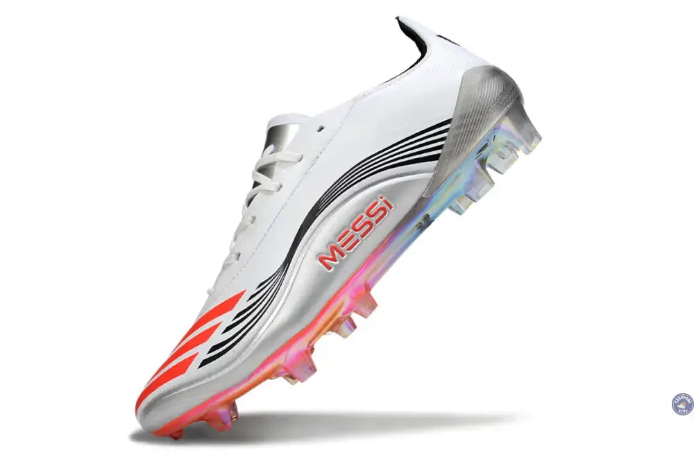 F50 MESSI ELITE Languette FG PRESTIG10 - BLANC/LUCID RED/ARGENTÉ