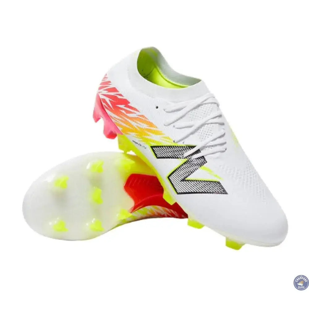 New Balance FURON ELITE V8 FG - Blanc/Rouge Energie/Jaune Hi-Lite