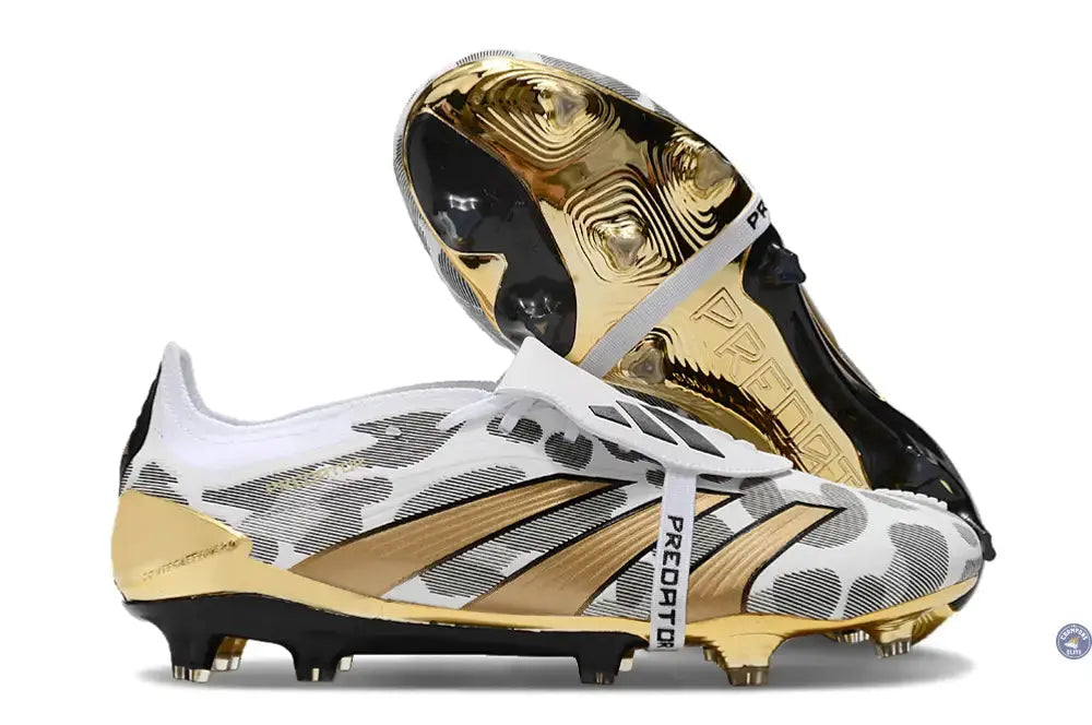 Predator 24 Elite Fold-over Tongue FG Blanc/Gris/Or