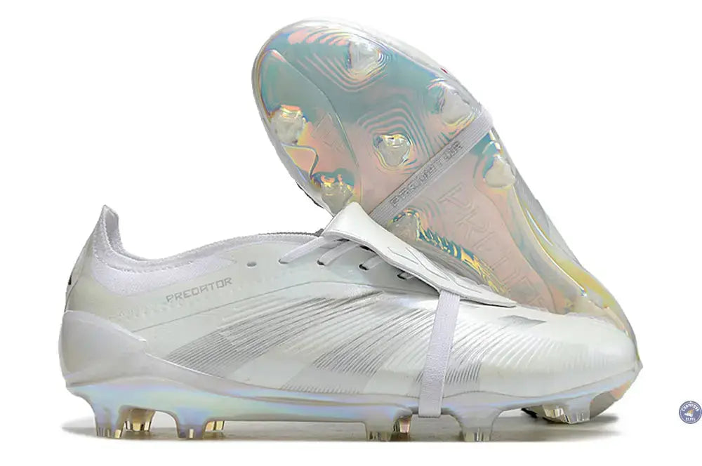 Predator 24 Elite Fold-over Tongue FG Pearlized - Blanc/Argenté
