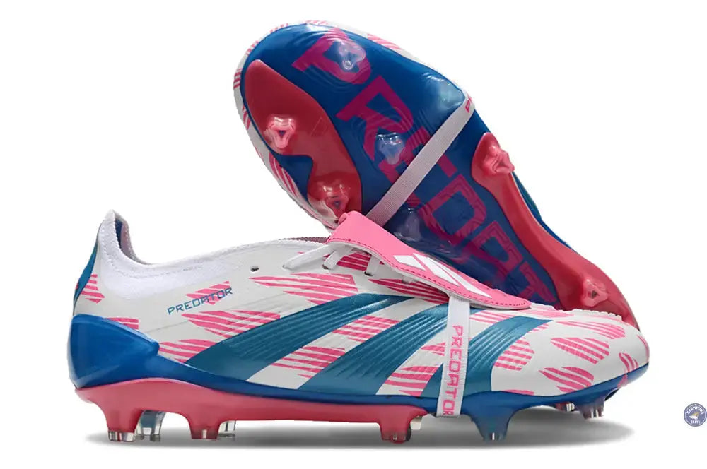 Predator 24 Elite Fold-over Tongue FG Reemergence - Blanc/Bleu/Rose