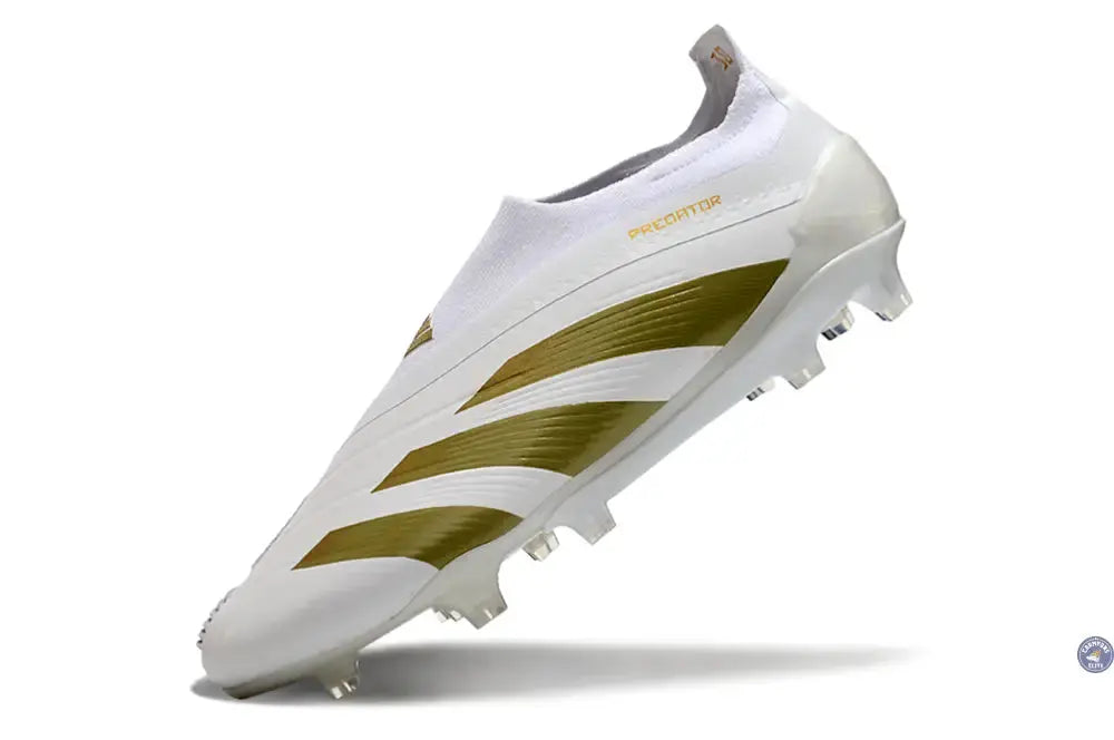 Predator 24 Elite Laceless FG Predstrike  - Blanc/Or