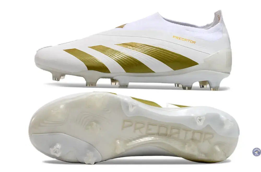 Predator 24 Elite Laceless FG Predstrike  - Blanc/Or