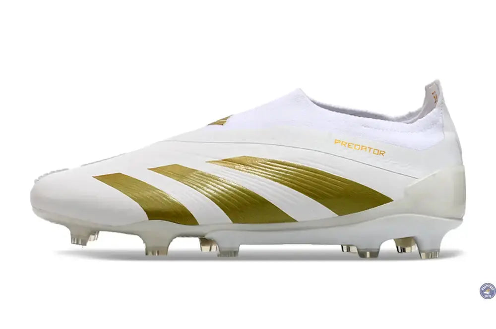 Predator 24 Elite Laceless FG Predstrike  - Blanc/Or