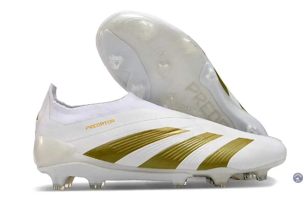Predator 24 Elite Laceless FG Predstrike  - Blanc/Or