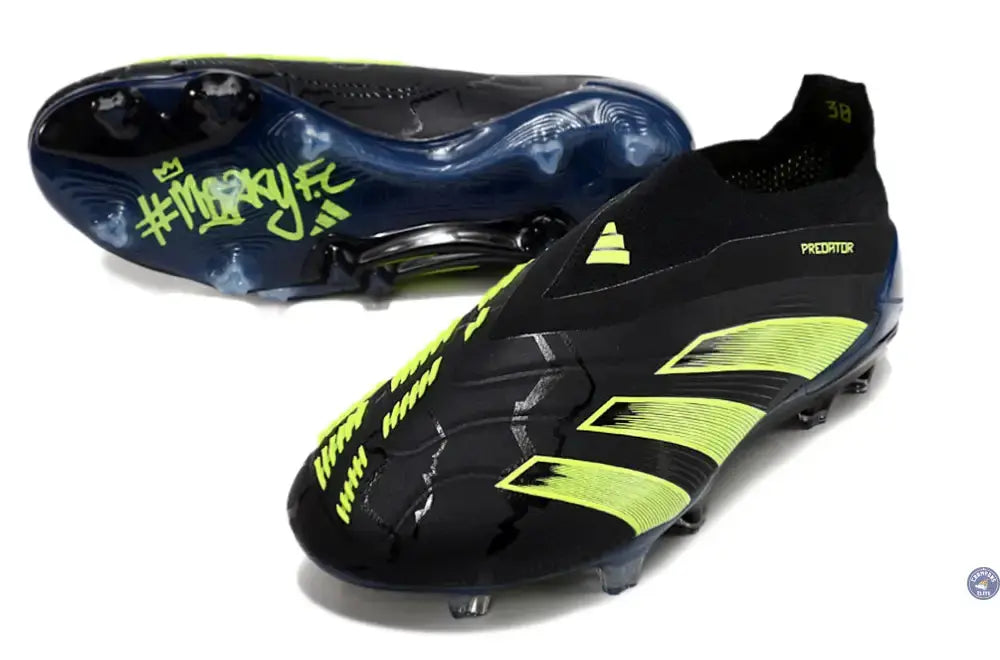 Predator 24 Elite Laceless FG Predstrike  - Merky FC Noir/Vert Fluo