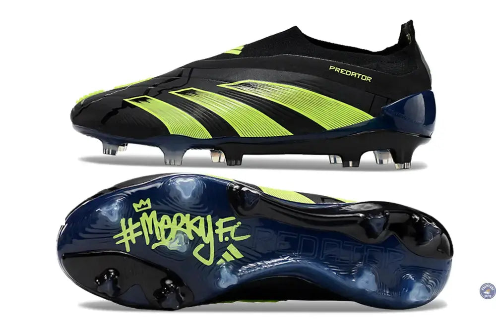 Predator 24 Elite Laceless FG Predstrike  - Merky FC Noir/Vert Fluo