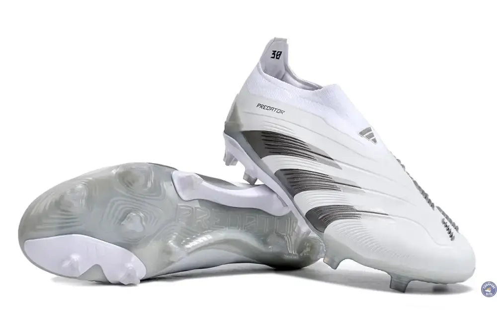 Predator 24 Elite Laceless FG Predstrike - Pearlized - Blanc/Argent