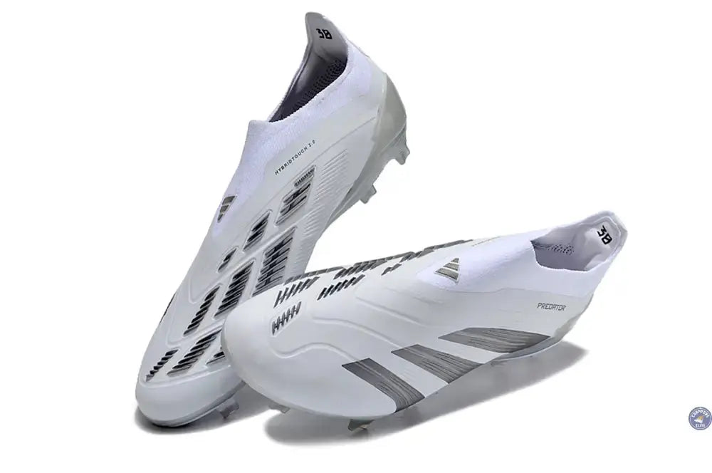 Predator 24 Elite Laceless FG Predstrike - Pearlized - Blanc/Argent