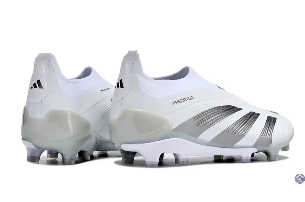 Predator 24 Elite Laceless FG Predstrike - Pearlized - Blanc/Argent