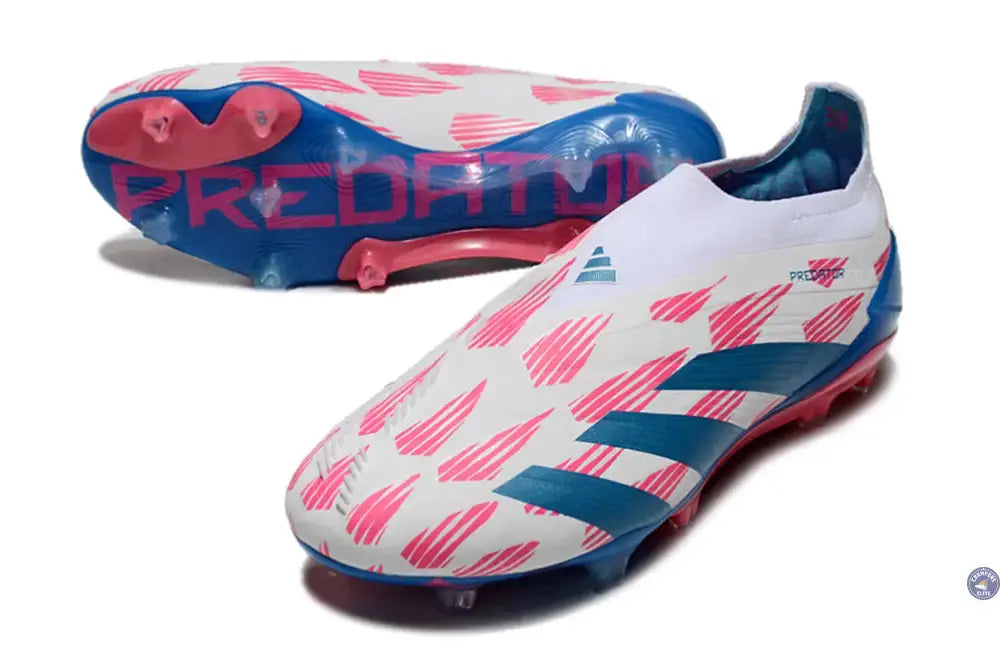 Predator 24 Elite Laceless FG Predstrike  - Reemergence - Blanc/Bleu/Rose