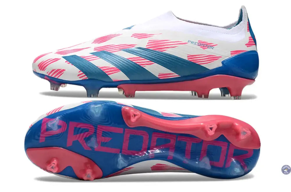 Predator 24 Elite Laceless FG Predstrike  - Reemergence - Blanc/Bleu/Rose