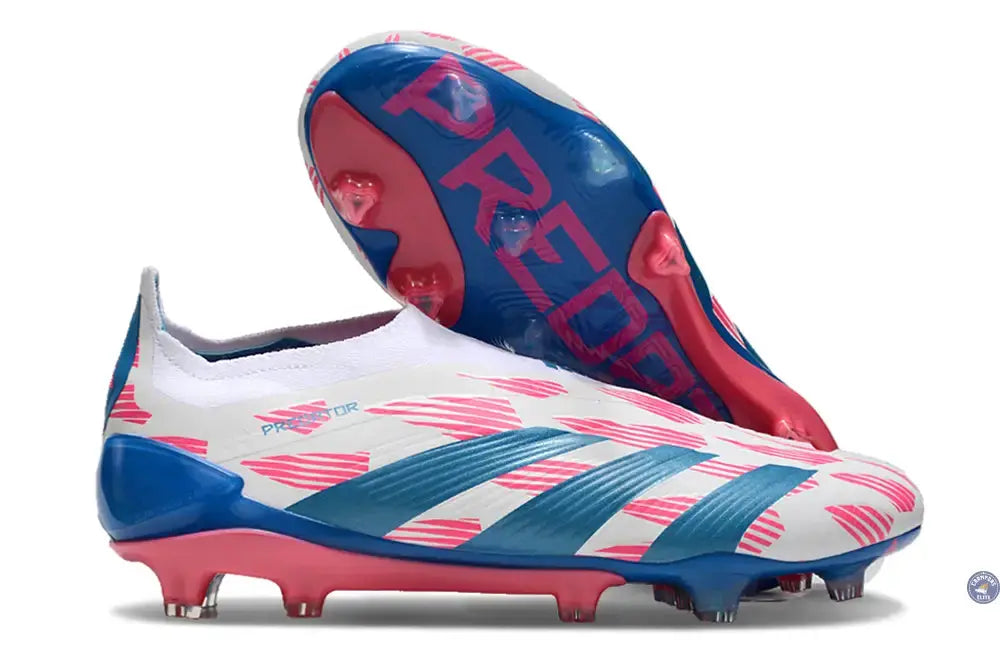 Predator 24 Elite Laceless FG Predstrike  - Reemergence - Blanc/Bleu/Rose