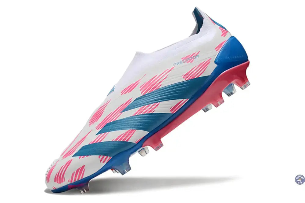 Predator 24 Elite Laceless FG Predstrike  - Reemergence - Blanc/Bleu/Rose