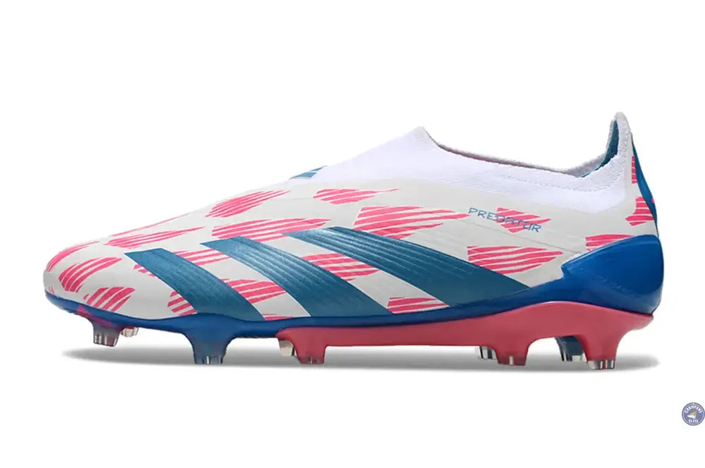 Predator 24 Elite Laceless FG Predstrike  - Reemergence - Blanc/Bleu/Rose