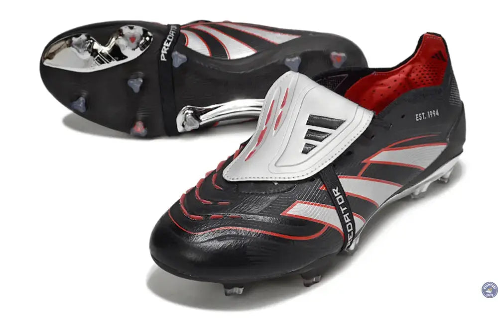 PREDATOR ELITE FOLD-OVER TONGUE FG OBSIDIAN STRIKE - Noir/Argent/Rouge