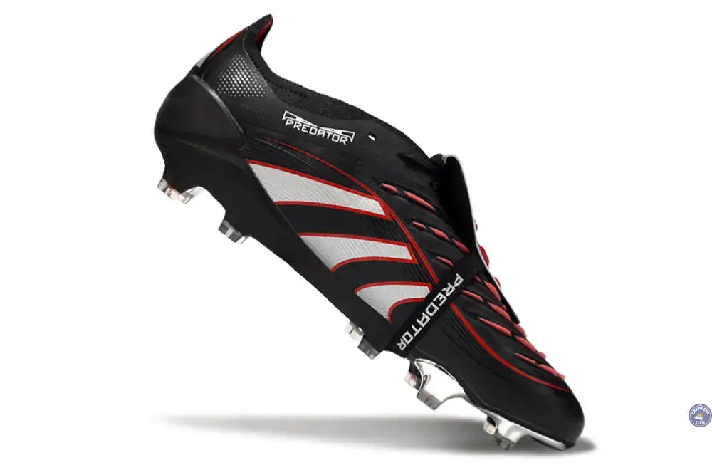 PREDATOR ELITE FOLD-OVER TONGUE FG OBSIDIAN STRIKE - Noir/Argent/Rouge
