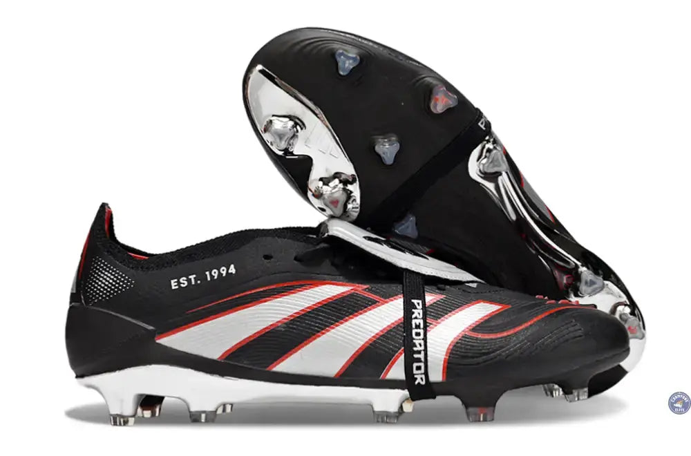 PREDATOR ELITE FOLD-OVER TONGUE FG OBSIDIAN STRIKE - Noir/Argent/Rouge