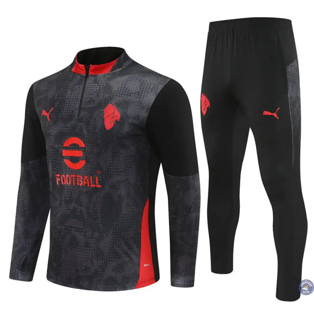 Survêtement d'entraînement demi-zip - AC Milan 2025/2026 - Gris/Noir/Rouge