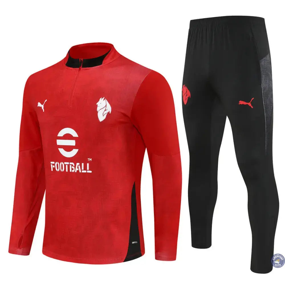 Survêtement d'entraînement demi-zip - AC Milan 2025/2026 - Rouge/Noir/Blanc