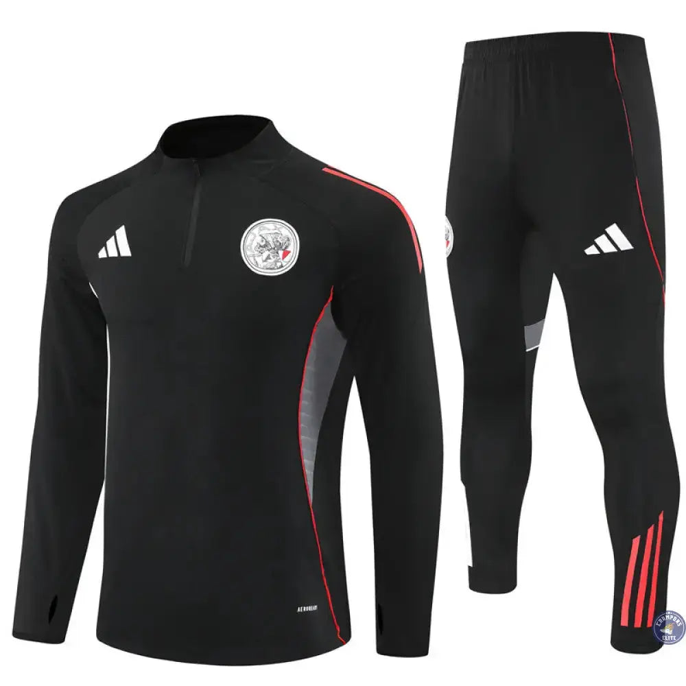 Survêtement d'entraînement demi-zip - Ajax 2025/2026 - Noir/Gris/Rouge