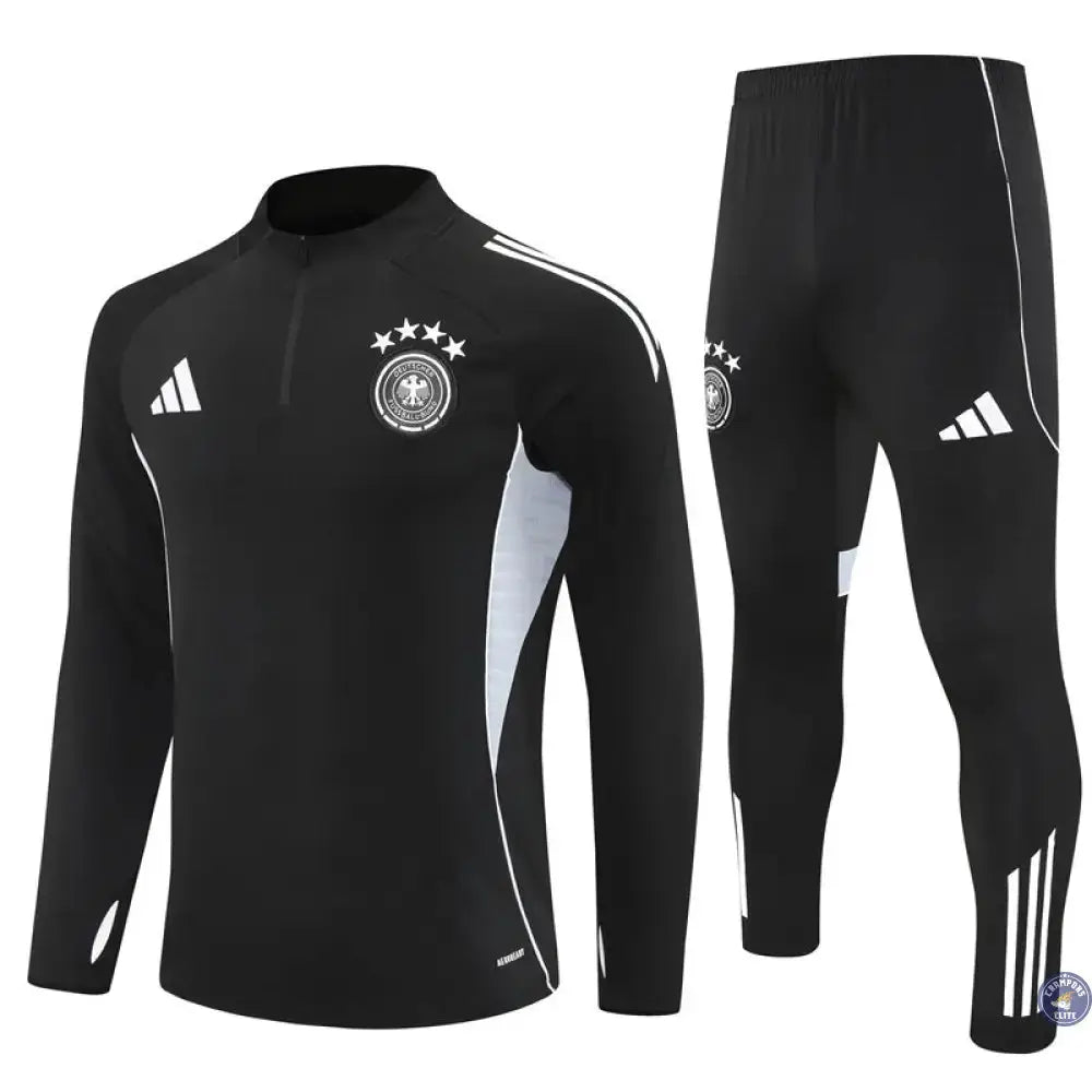 Survêtement d'entraînement demi-zip - Allemagne 2025/2026 - Noir/Blanc