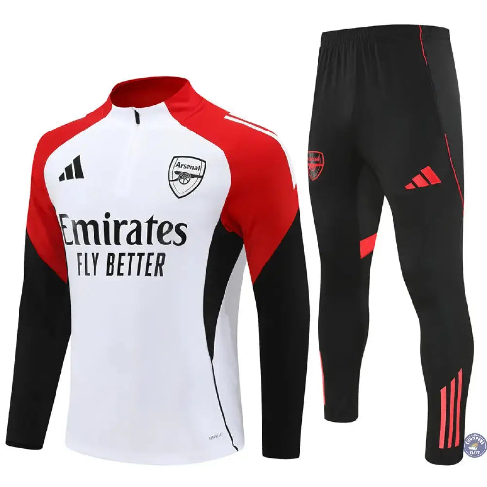 Survêtement d'entraînement demi-zip - Arsenal 2025/2026 - Blanc/Noir/Rouge