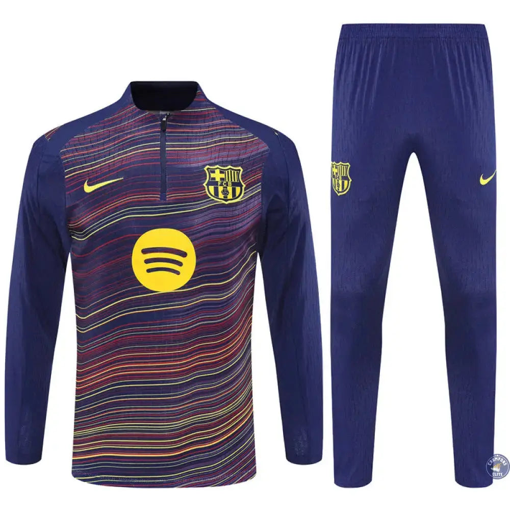 Survêtement d'entraînement demi-zip - Barcelone 2025/2026 - Camouflage Bleu marine à rayures jaunes