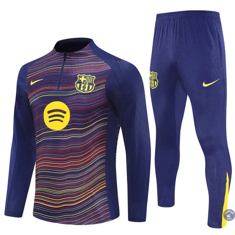 Survêtement d'entraînement demi-zip - Barcelone 2025/2026 - Camouflage Bleu marine à rayures jaunes